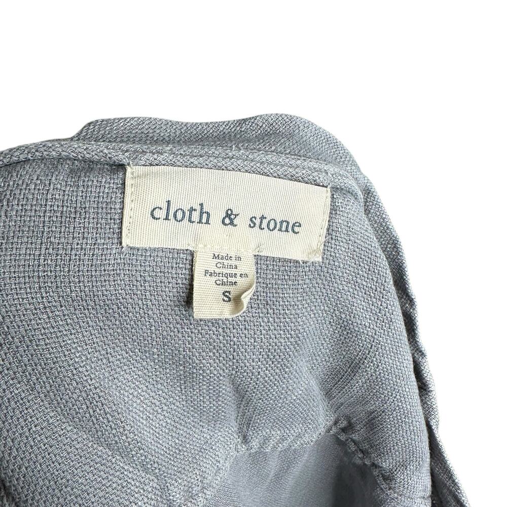 CLOTH & STONE Gray Blue Chambray Tencel Frayed Tunic Shirt Dress Mini Size Small - Picture 9 of 10
